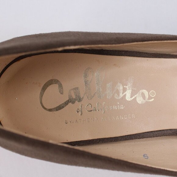 Callisto Of California Athena Alexander Womens Sz 9M Brown Faux Suede Heels - Picture 10 of 11
